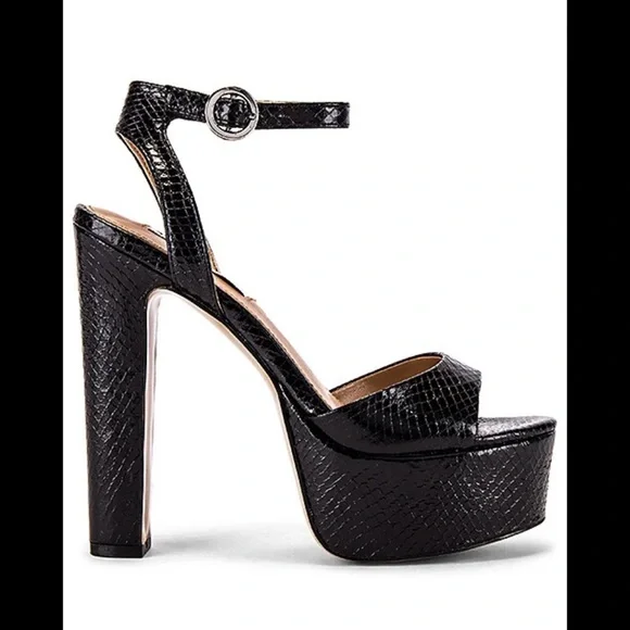 Steve Madden Black Textured Platform Sandals - Picture 1 of 7